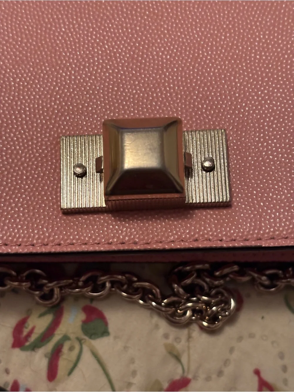 Furla Pink Leather Crossbody Bag with silver Chain - Picture 14 of 16